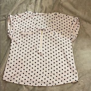 🎁White with Black Polka Dot Blouse